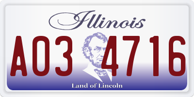 IL license plate A034716