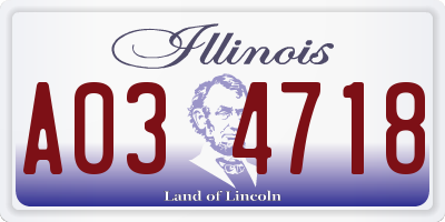 IL license plate A034718