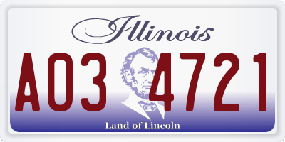 IL license plate A034721