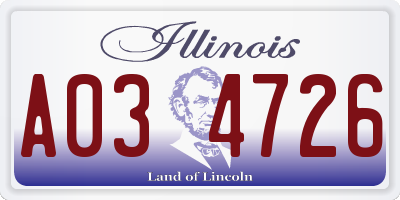 IL license plate A034726