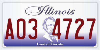 IL license plate A034727