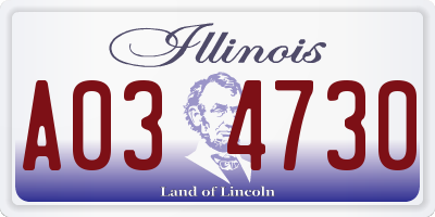 IL license plate A034730