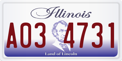 IL license plate A034731