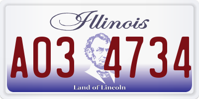 IL license plate A034734