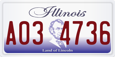 IL license plate A034736