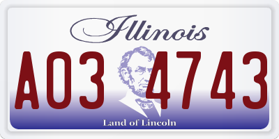 IL license plate A034743