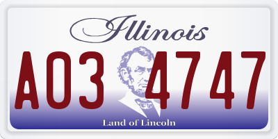 IL license plate A034747