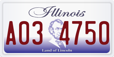 IL license plate A034750