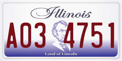 IL license plate A034751