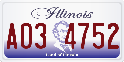 IL license plate A034752