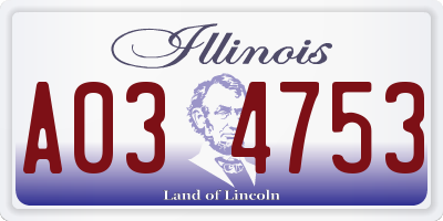 IL license plate A034753