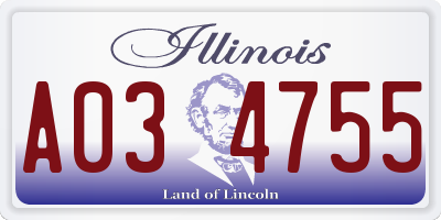 IL license plate A034755