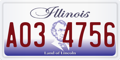 IL license plate A034756