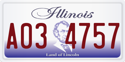 IL license plate A034757