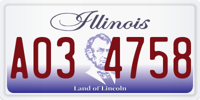 IL license plate A034758
