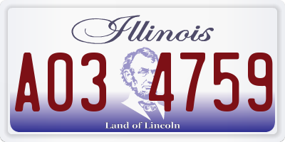 IL license plate A034759