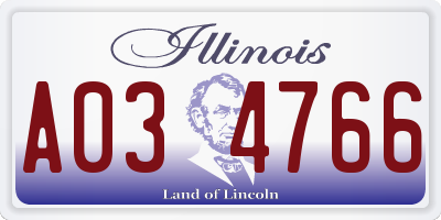 IL license plate A034766