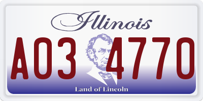 IL license plate A034770