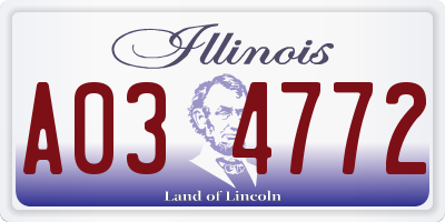 IL license plate A034772