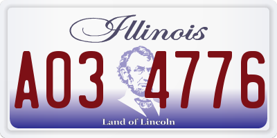 IL license plate A034776