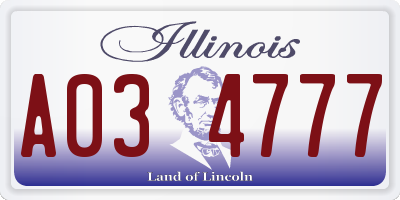 IL license plate A034777
