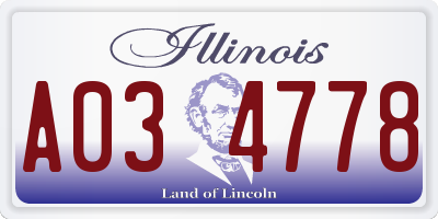 IL license plate A034778