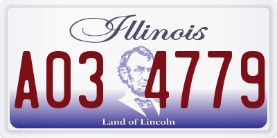 IL license plate A034779