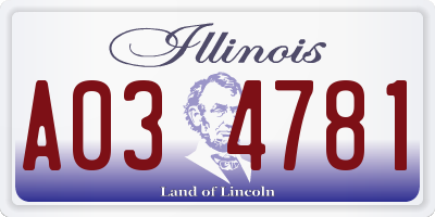 IL license plate A034781