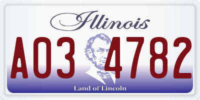 IL license plate A034782