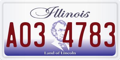 IL license plate A034783