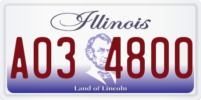 IL license plate A034800