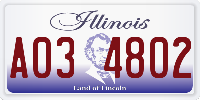 IL license plate A034802