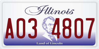 IL license plate A034807