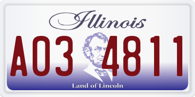 IL license plate A034811