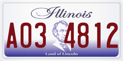 IL license plate A034812