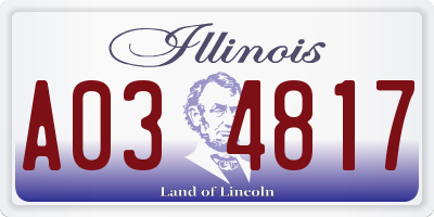IL license plate A034817