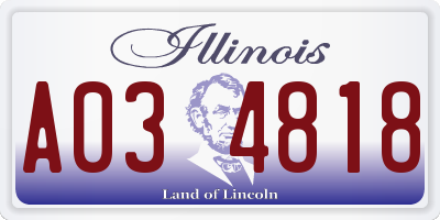 IL license plate A034818
