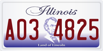 IL license plate A034825