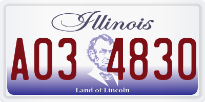 IL license plate A034830