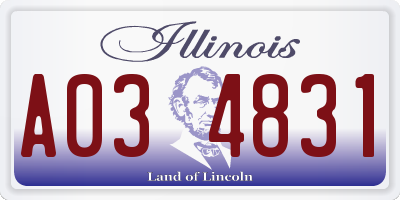 IL license plate A034831