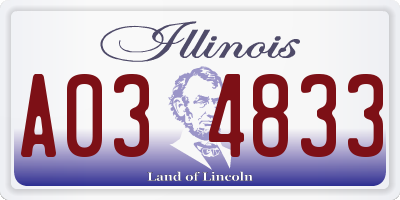 IL license plate A034833