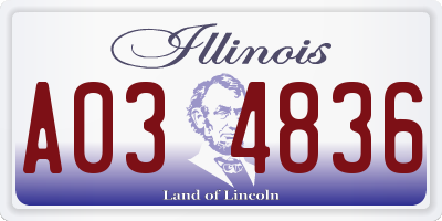 IL license plate A034836
