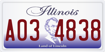IL license plate A034838