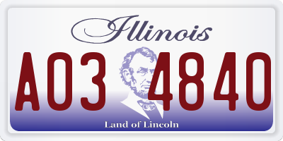IL license plate A034840