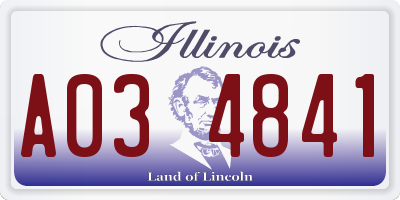 IL license plate A034841