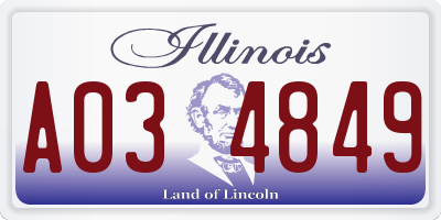 IL license plate A034849