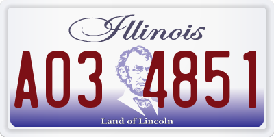 IL license plate A034851