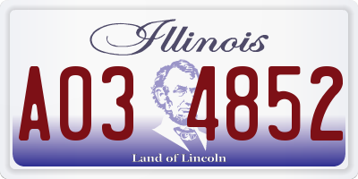 IL license plate A034852