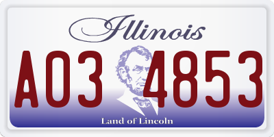IL license plate A034853