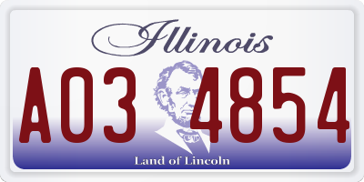 IL license plate A034854